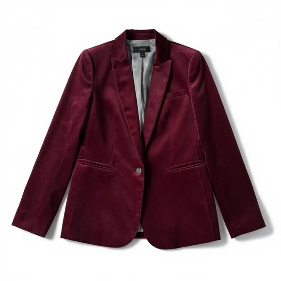 J. Crew - Velvet One-Button Blazer - Burgundy - Picture 1 of 14